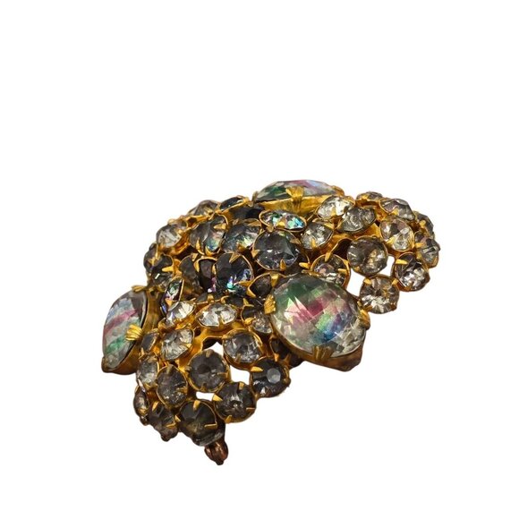Wonderful Iris/Rainbow Glass Layered Brooch Attributed To Vogue (A521) - Picture 4 of 9